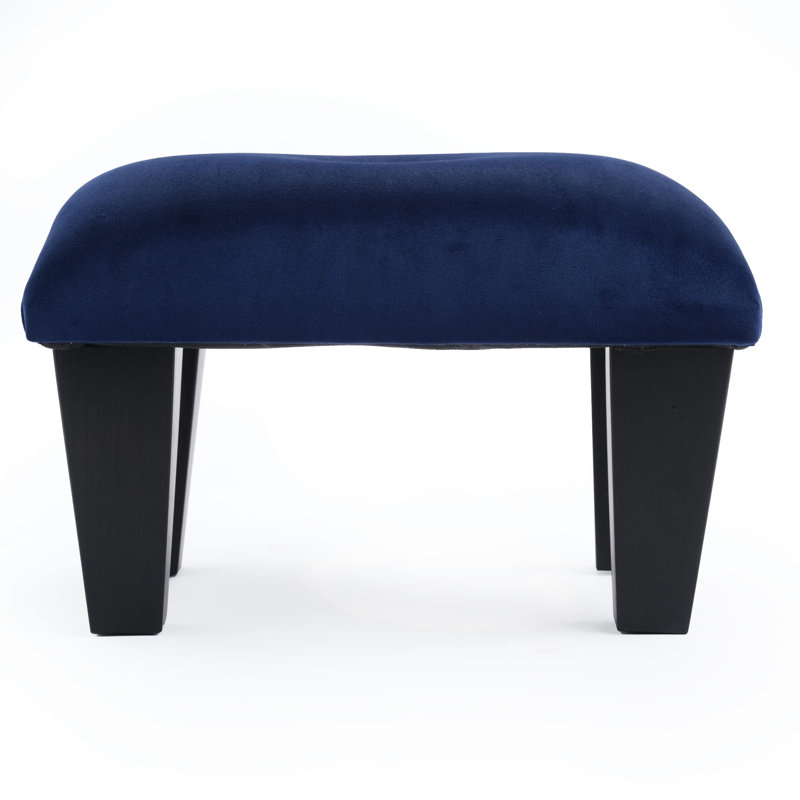 Coventry 38cm Wide Velvet Tufted Square Footstool Ottoman, Blue, Black