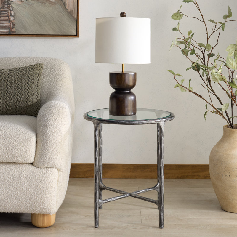 Evelynn End Table, Black, White Marble