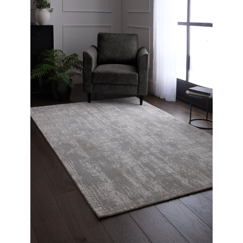 Abrienne Soft Shiny Modern Grey/White Rug, Rectangle 240 x 340cm