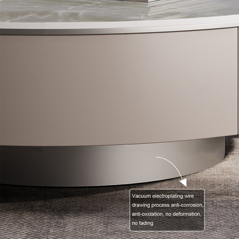 Minimalist light luxury round rock table, 14.2" H x 31.5" L x 31.5" W