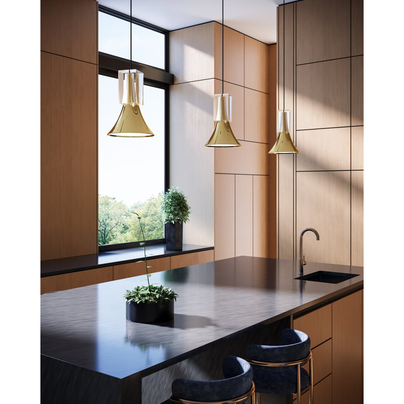 Luminaire suspendu 8 po Floe, Noir lustré, Noir