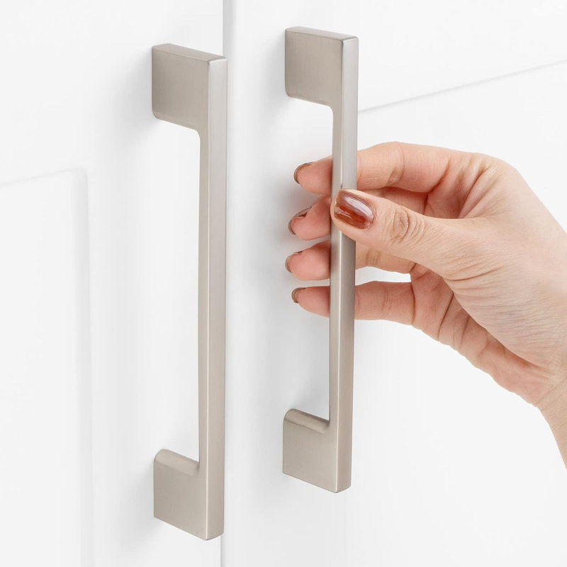 Paquet de 10 poignées de centre de 5 pouces, poignées d'armoire en nickel brossé, poignées d'armoire en nickel satiné