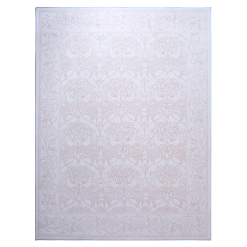 William Morris Light-Brown Washable Runner with Built-in Padding & Non-Slip Backing, Rectangle 8' x 10'