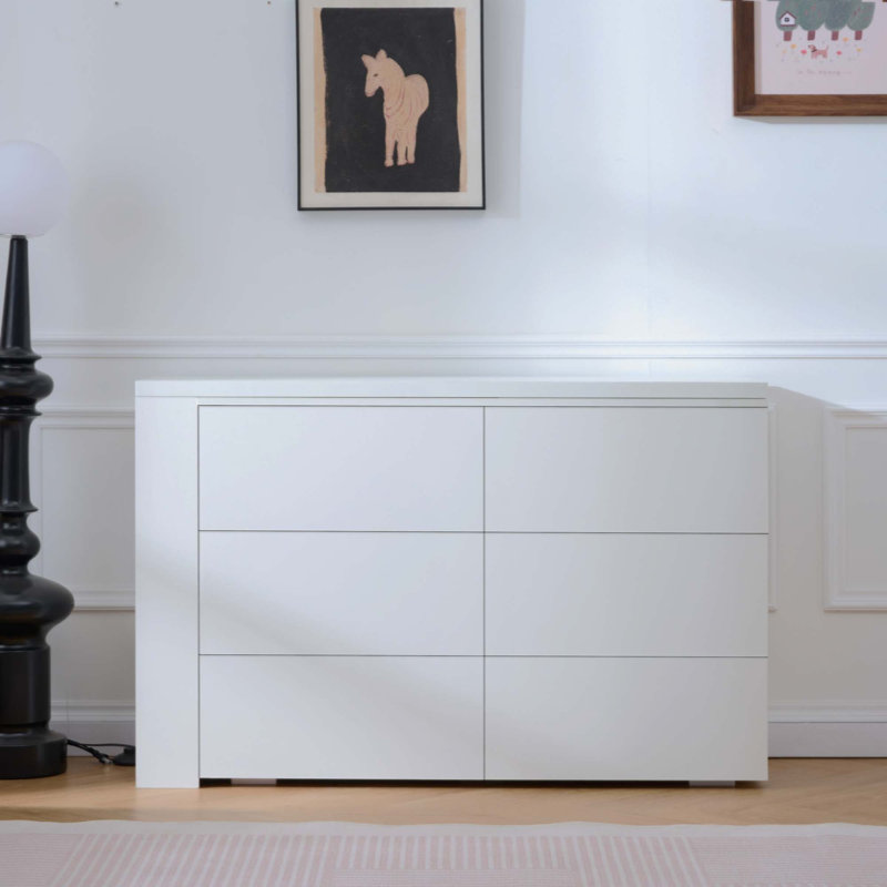 Commode de salle de bain 6 tiroirs avec bureau en L, bureau large et espace de rangement profond