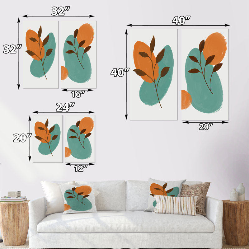 Minimalistic Creative Designs in Retro Colors II - ensemble de 2 peintures, Toile tendue, H 40 po x l 40 po x P 1,5 po
