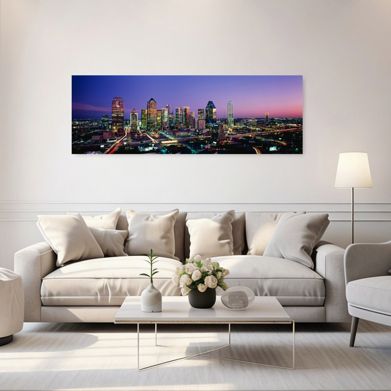 Night, Dallas, Texas, États-Unis, art contemporain abstrait, architecture urbaine, H 20 po x l 60 po