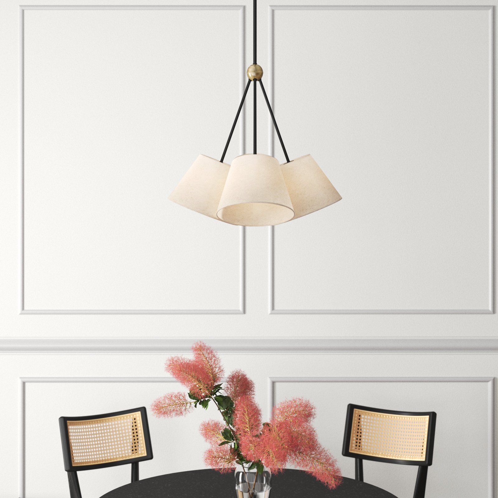 Grove 4-Light Chandelier, Oatmeal, Bronze