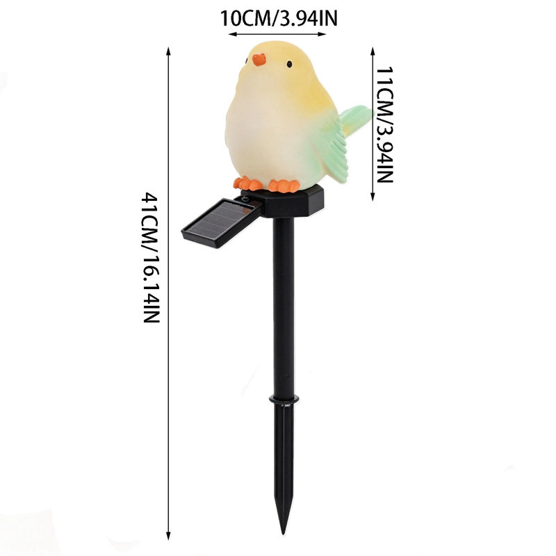Bannière lampe solaire à piquet en forme d'oiseau, lampe DEL à insérer dans le sol pour décoration extérieure, quatre couleurs offertes