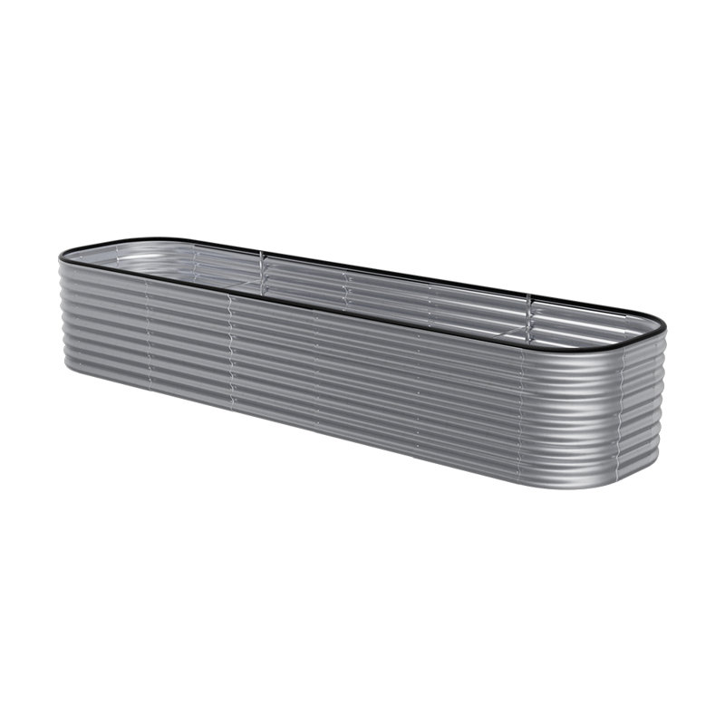 Metal Raised Garden Bed, 42cm H x 160cm W x 80cm D, Silver