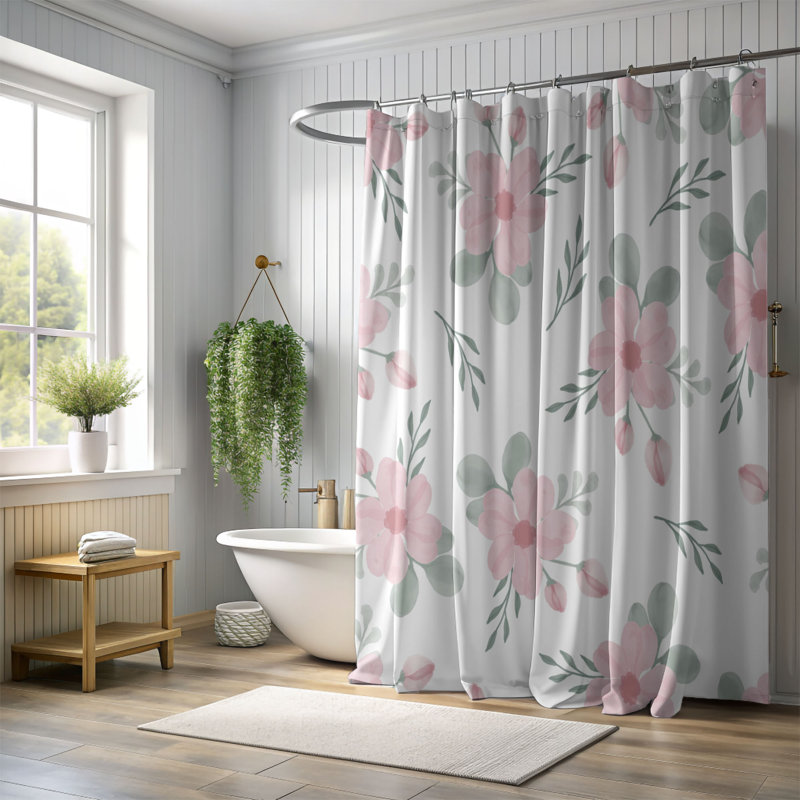 Rideau de douche 1 pièce Floral Nest, H 74 po x l 71 po