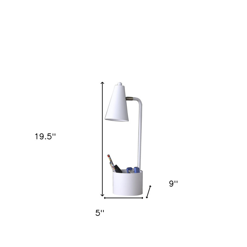 Lampe de bureau compacte 20 po en métal blanc