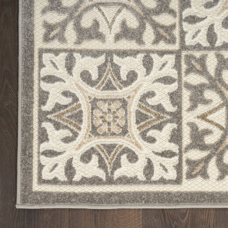 Tapis intérieur / extérieur ivoire / gris Aloha, Rectangle 5 pi 3 po x 7 pi 5 po