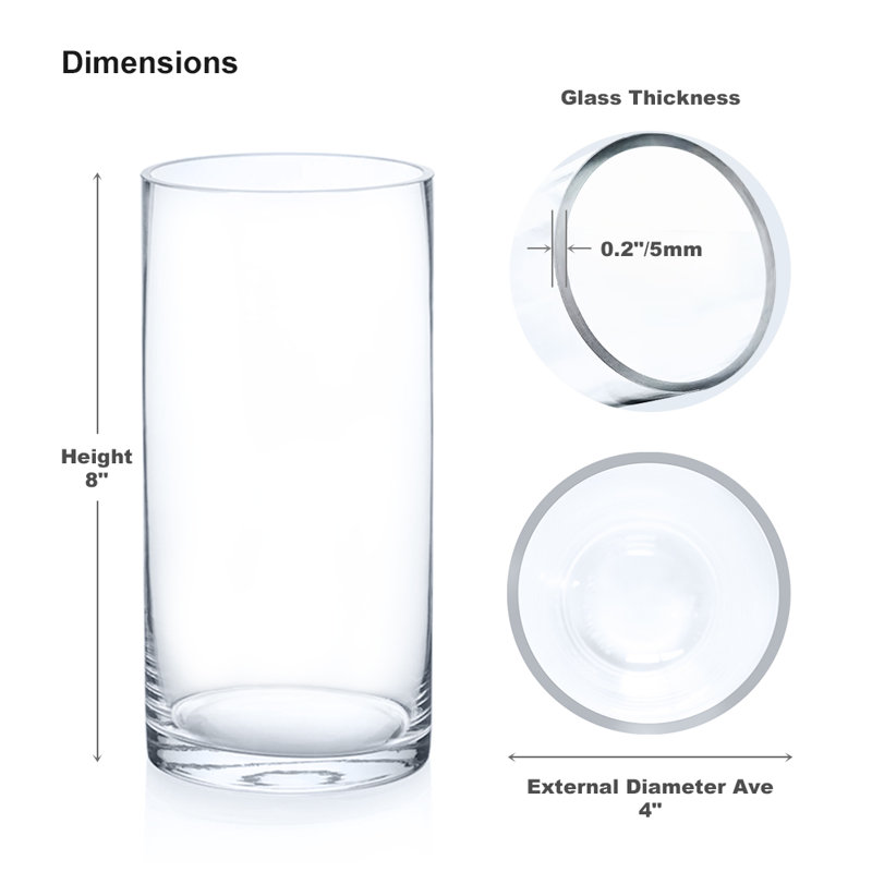 Glass Table Vase, 8" H x 4" W x 4" D