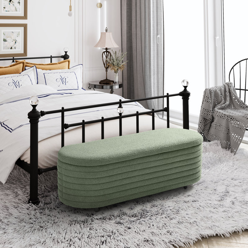 Banc de rangement en sherpa Bayville, H 18,1 po x l 54 po x P 19 po, Vert