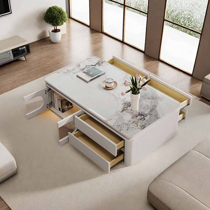 Table basse rectangulaire, Blanc / Gris, H 21,7 po x L 47,2 po x l 25,6 po, Gris clair