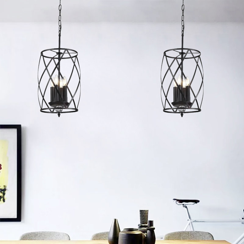 Luminaire suspendu cylindrique à 4 lumières