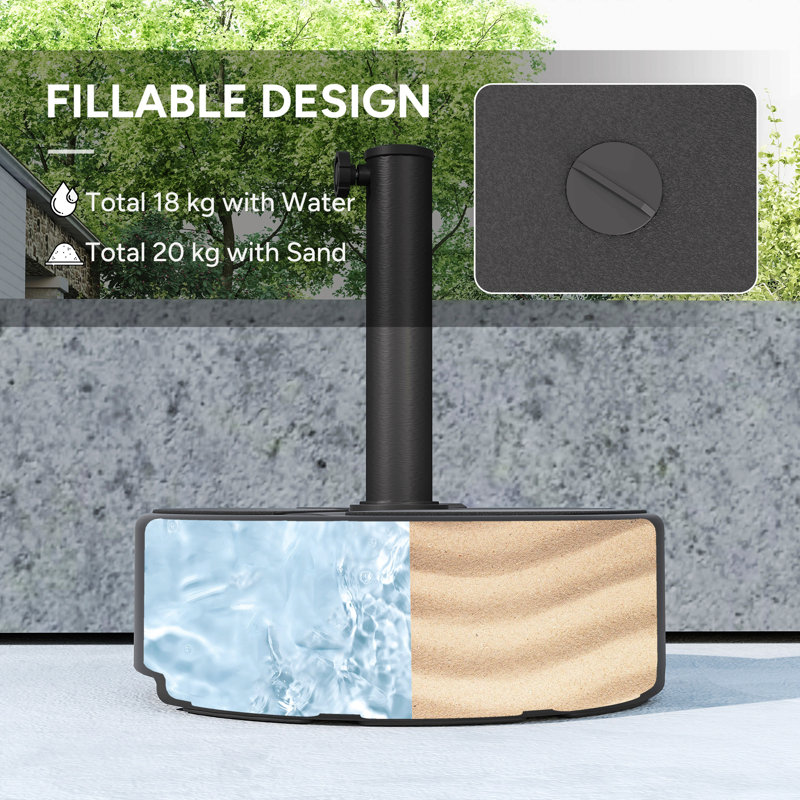 Socle de parasol, support de parasol rond pour patio, base de parasol d'extérieur robuste, Noir
