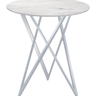 Table de bar à plateau rond avec surface blanche et faux marbre, pour les sièges de salle à manger en marbre, style moderne deux