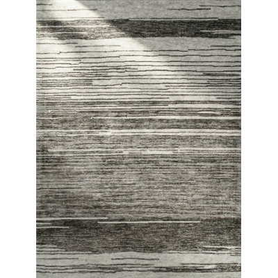 Rug Branch Karsoni 8' x 11' (7'10" x 10'10") Grey/Black Linear Abstract Indoor Area Rug, Comtemporary, Medium Pile, Stain-Resistant Carpet - Living Room, Bedroom, Dining Room, and Kitchen