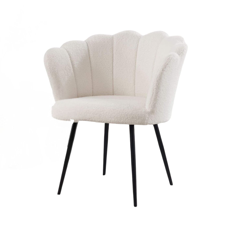 Afifah Scallop Barrel Occasional Accent Chair, White