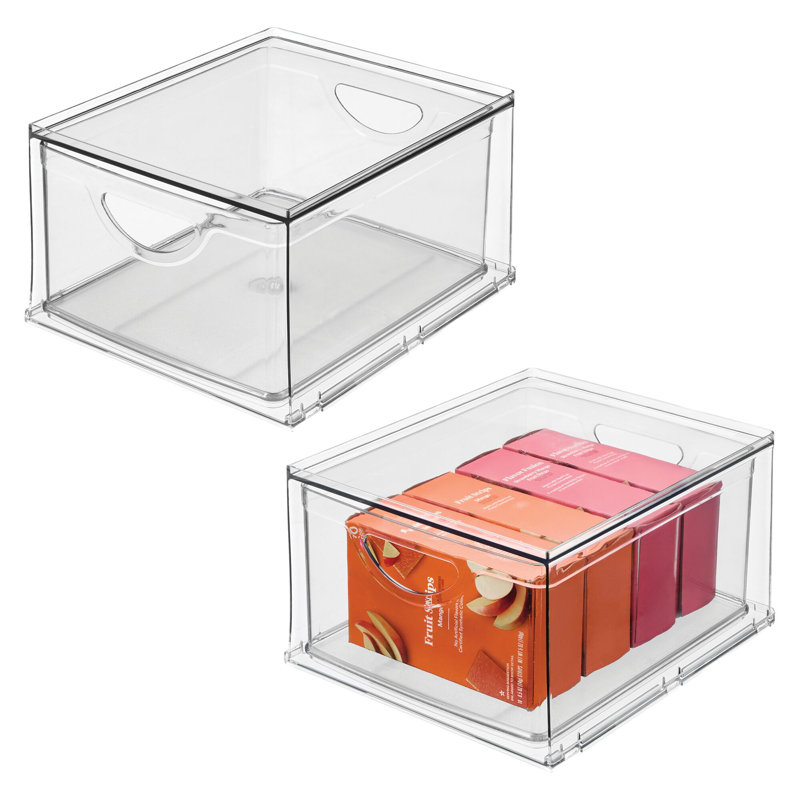 Tiroir de rangement de cuisine empilable pour réfrigérateur, garde-manger, sous-évier ou armoire iDesign - ensemble de 2 - transparent