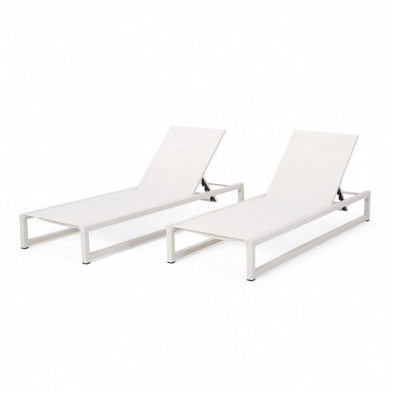 Alliyiah 77" Long Reclining Chaise, Cream/White, 2