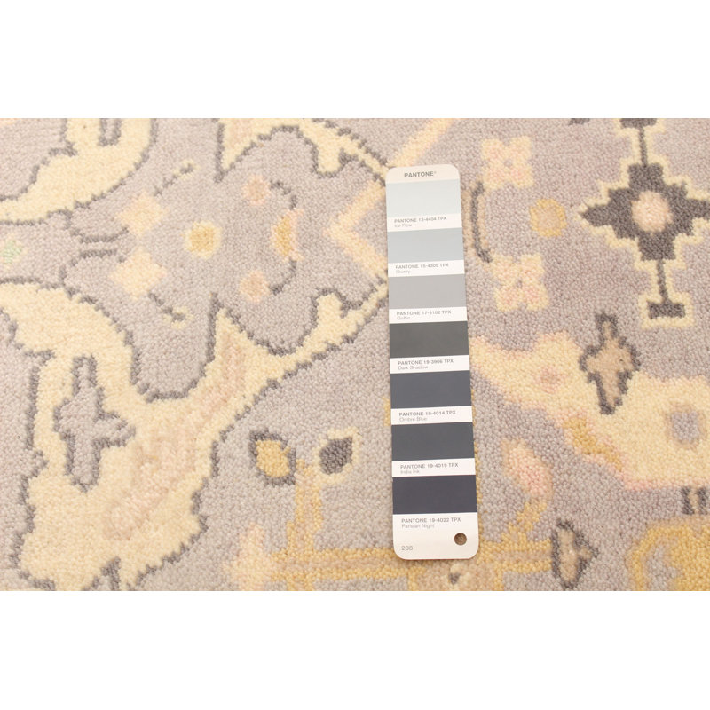 Tapis de couloir en laine de conception unique noué à la main New Age de 2 pi 7 po x 9 pi 9 po Tapis décoratif gris clair/Ivoire