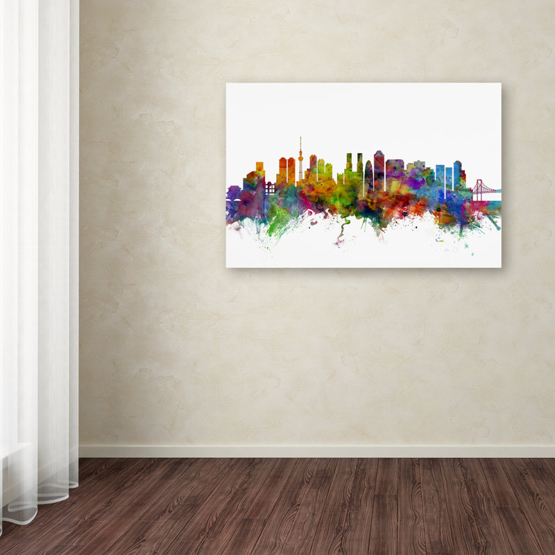 « tokyo japan horizon », impression sur toile tendue, H 22 po x l 32 po x P 2 po