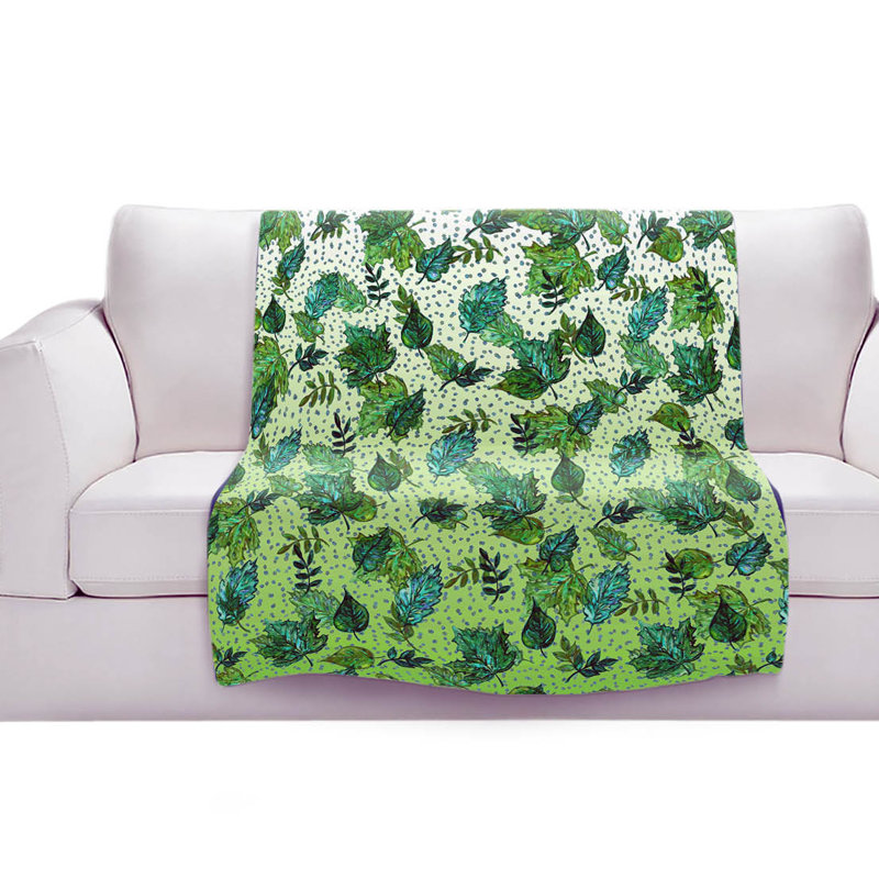 Couverture en sherpa vert aqua dégradé automne, l 51 po x L 60 po