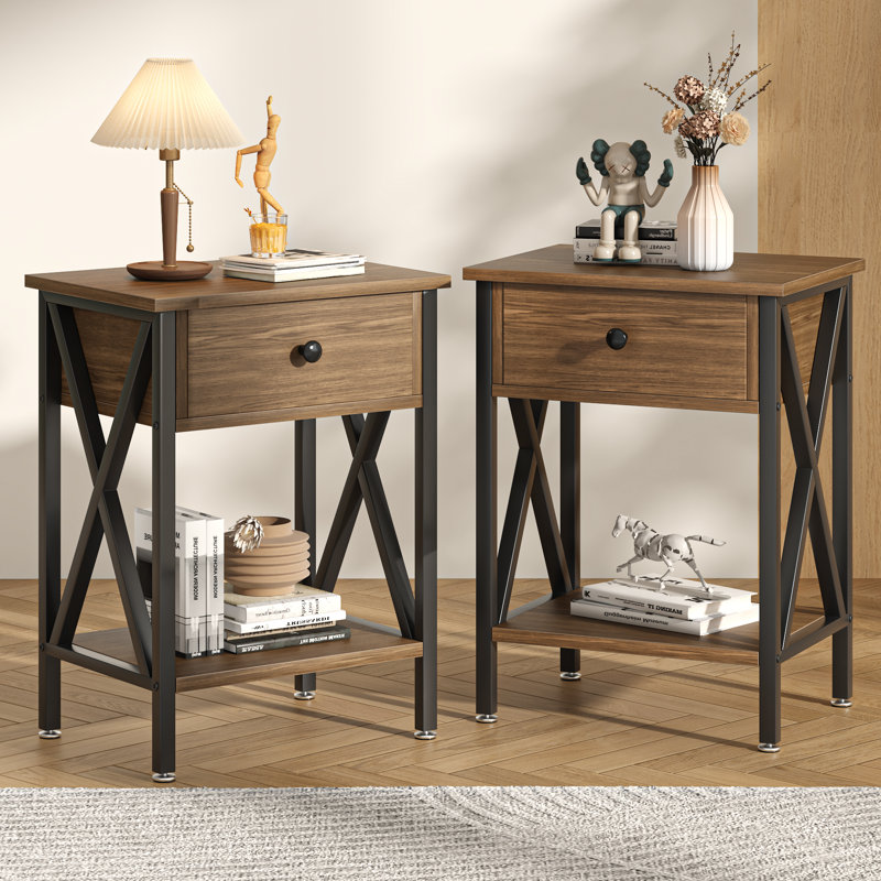 Demmer End Table with Storage, Slate