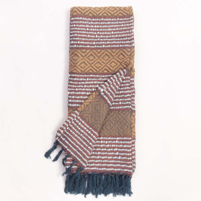 Hand Woven Throw Blanket, Green/Black