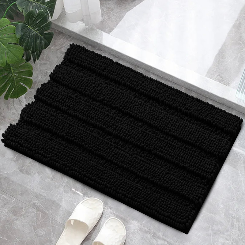 Tapis pour salle de bain Faddis, Simple - L 24 po x l 16 po, Noir, noir, noir, noir