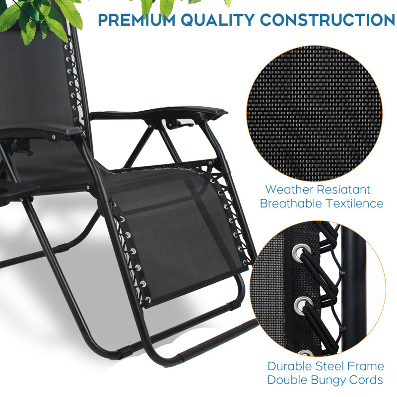 Fauteuil inclinable Zero Gravity Chair, Noir mat