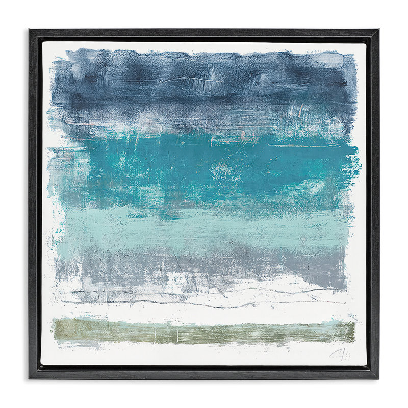 «Beachy Tone Abstraction», art mural encadré flottant par Filippo Ioco, Cadre flottant noir de jais, H 18 po x l 18 po