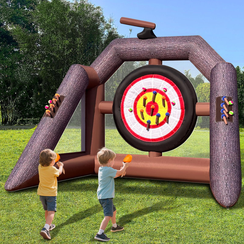 Jeu de lancer de haches gonflable avec souffleur – Cible de fléchettes individuelle, cible gonflable pour lancer de balles, idéale pour les fêtes d'anniversaire, les équipes scolaires et les événements en plein air.