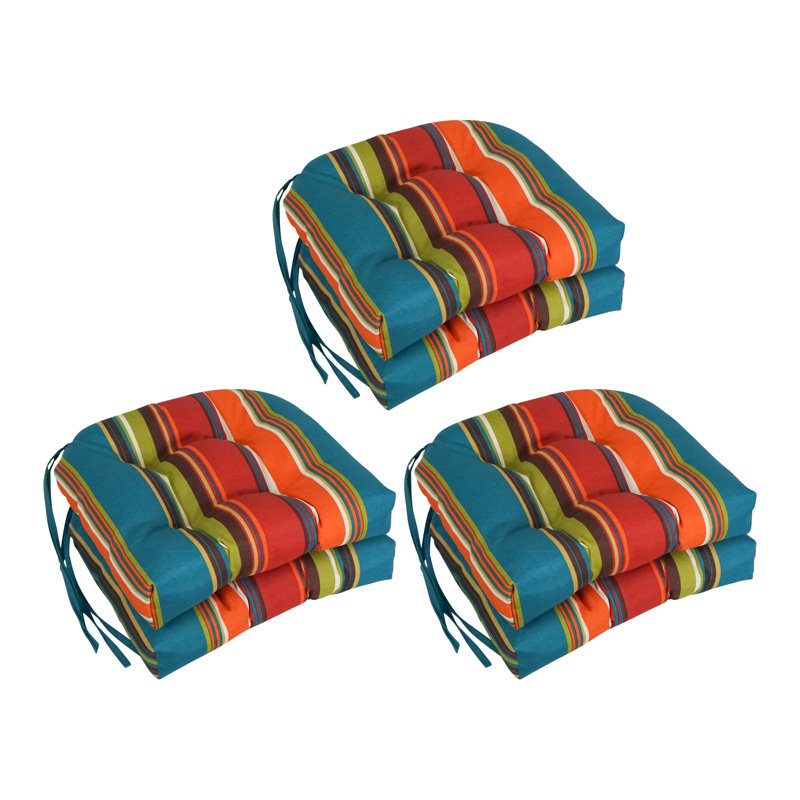 Coussins de chaise d'extérieur touffetés en forme de U 16 pouces (ensemble de 6)