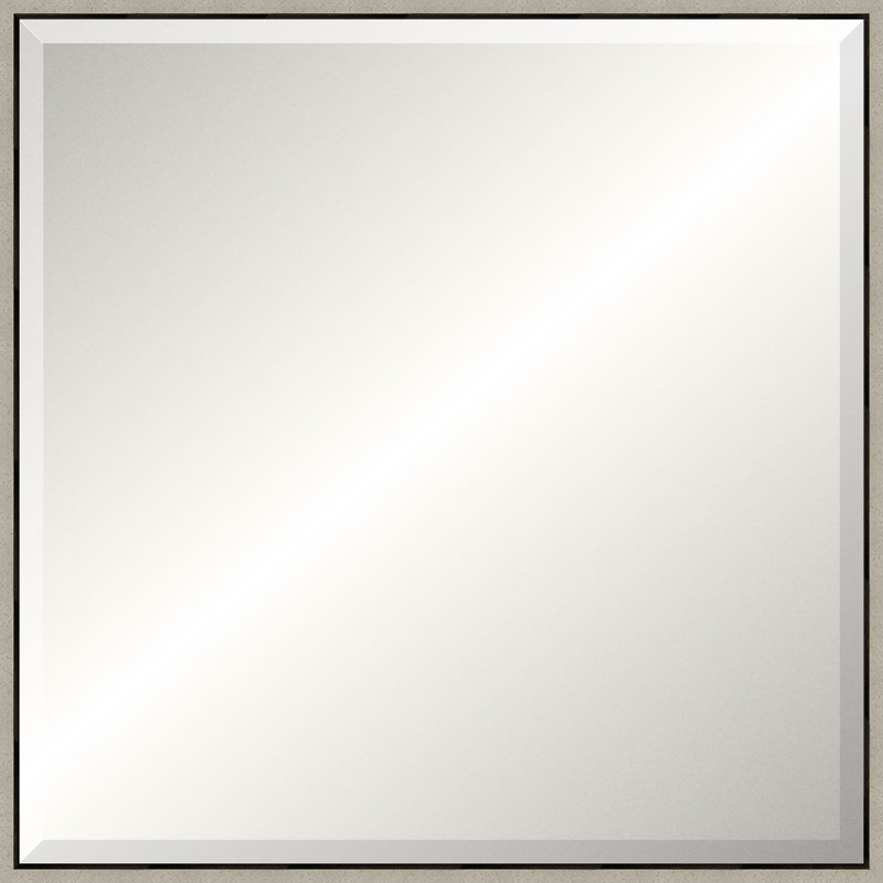 Floater 1 Solid Wood Beveled Mirror, 49.25" x 37.25", Gray, Rectangle