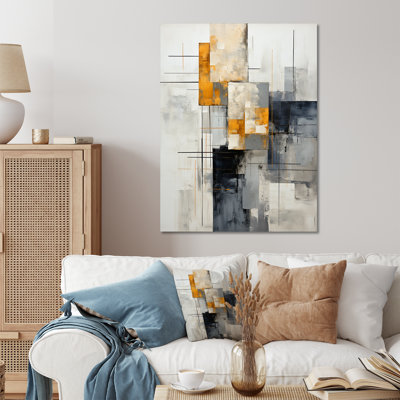 Gris et blanc, paysage urbain abstrait 1 - collage abstrait en métal, art mural