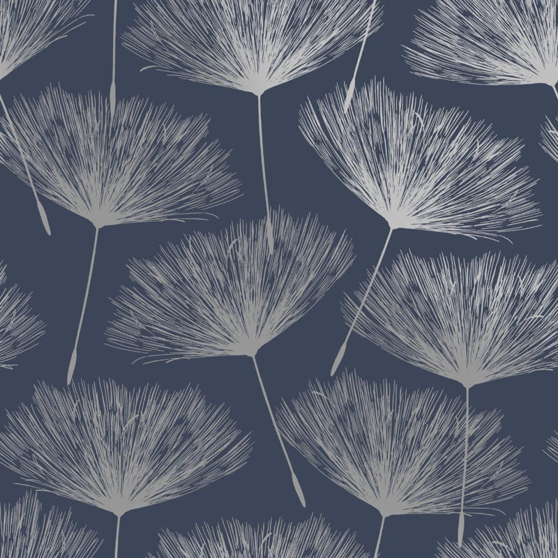 Dutch Wallcoverings Wallpaper Fleur, Navy Blue/Grey