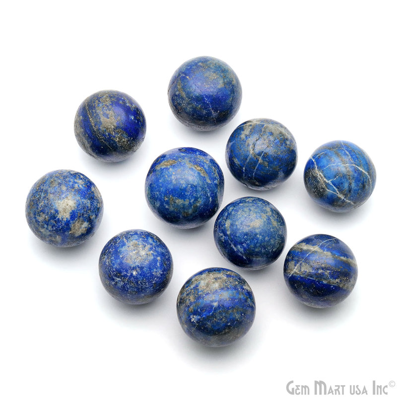 Natural Polished Gemstone Sphere, Decorative Accent, Smooth Ball Home Decor, 27mm, Lapis