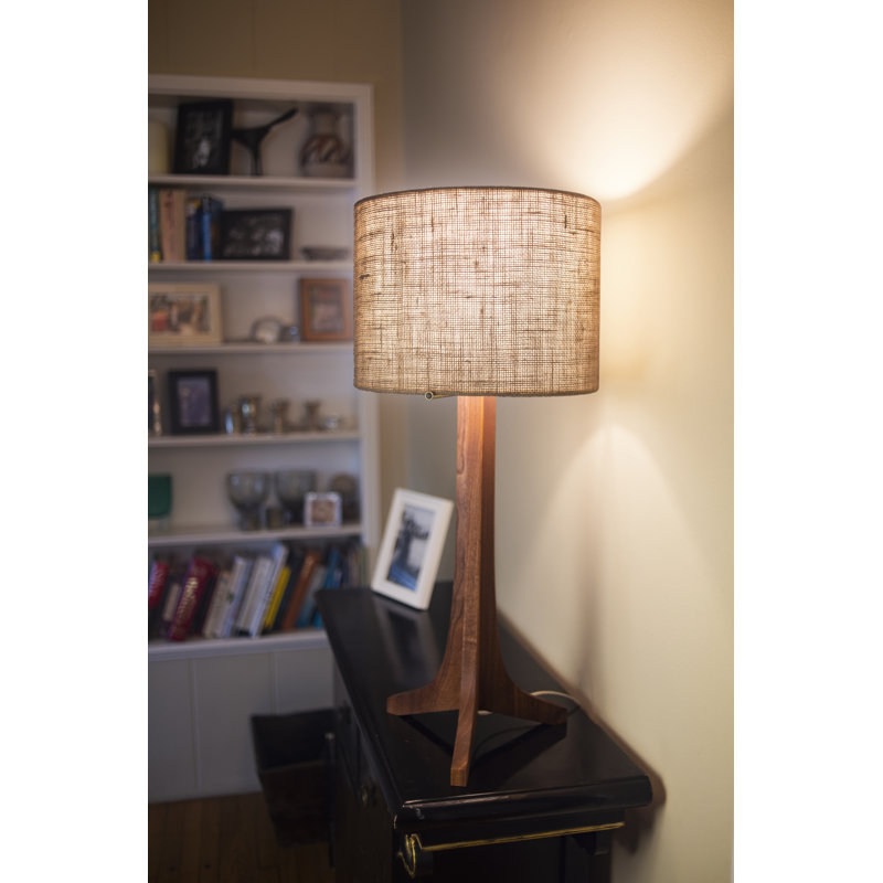 Nauta LED Table Lamp, Walnut, Burlap, Brushed Brass