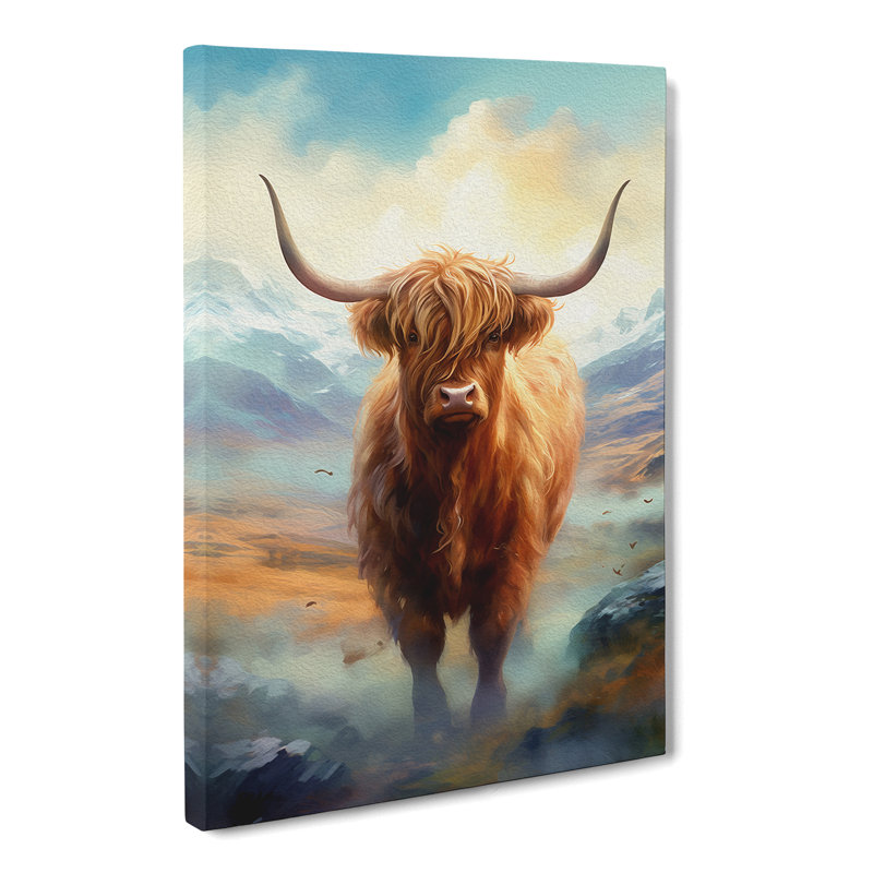 Highland Cow Romanticism - Print, 50cm H x 35cm W x 3cm D