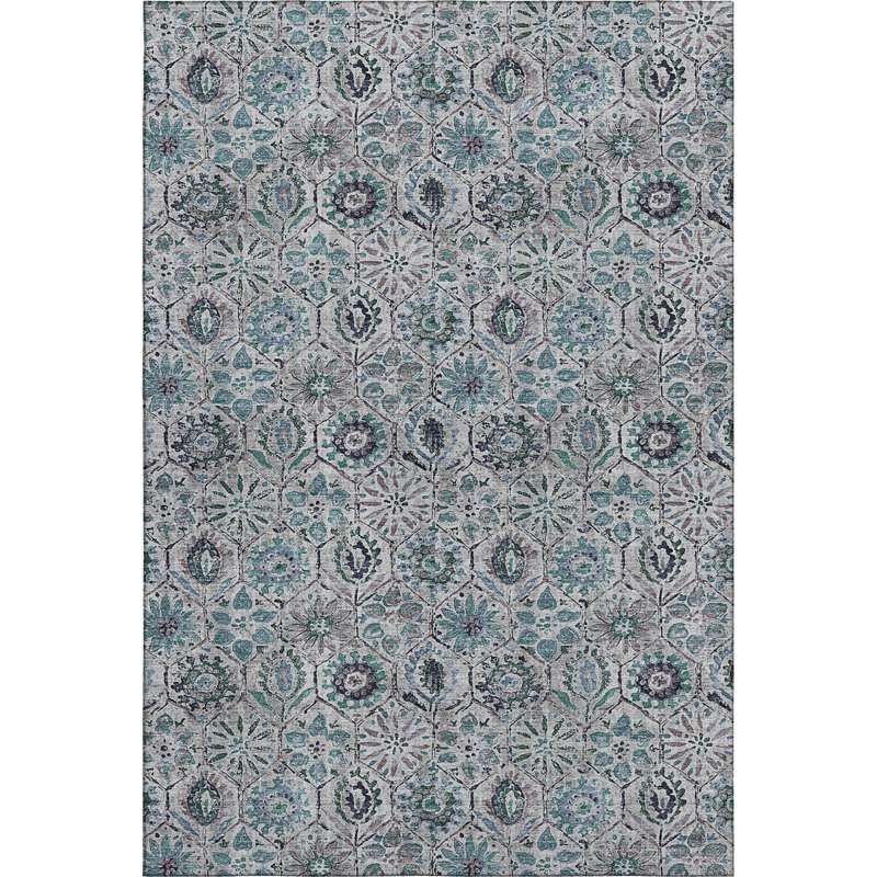 Premium Machine Washable Ralston AMF1938 Floral Rug, Rectangle 5' x 7'6"