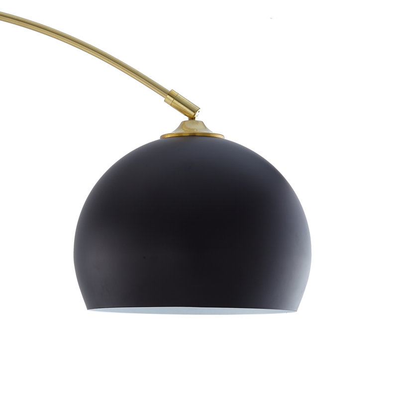 Lampe sur pied arquée 80 po Poyen, Noir, Pierre de marbre / or