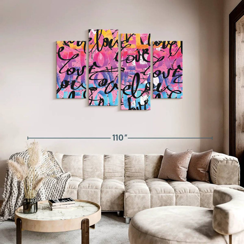 «Love Graffiti», reproduction sur toile, H 48 po x l 75 po