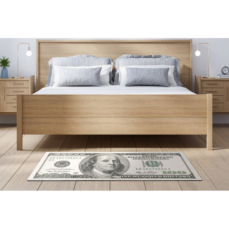  Money Dollar Bill Front Modern Green Area Rug, Runner 3'3" x 7'10"