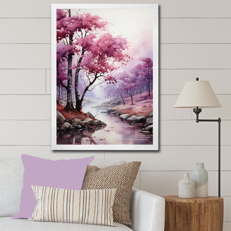 «Maple Trees In Amethyst Hues I», reproduction sur toile, Cadre simple blanc, H 44 po x l 34 po x P 1,5 po
