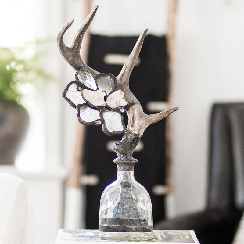 Bouteille décorative en bois Antler, Argent