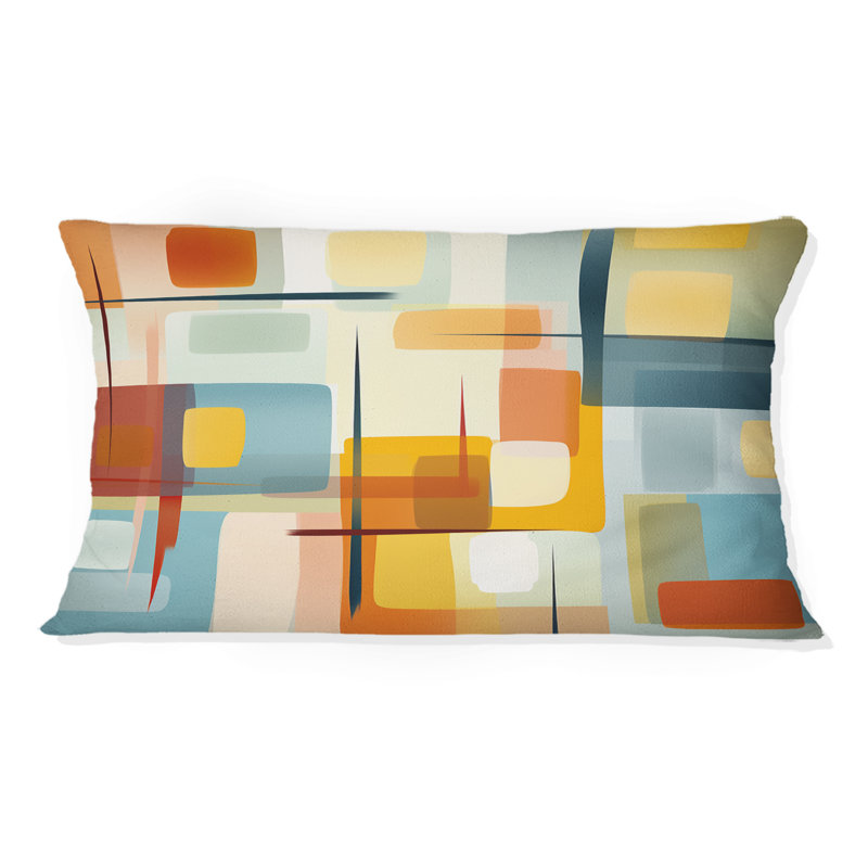 Midcentury Minimal Abstract Geometric Art II - Coussin décoratif imprimé Mid-Century abstrait
