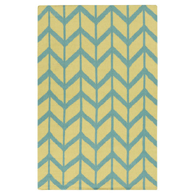 Tapis bleu sarcelle en laine tissé à la main Irizarry